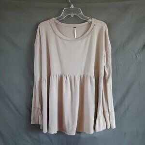 FREE PEOPLE LONG-SLEEVED SWEATER TOP SMALL TAN #crunchy